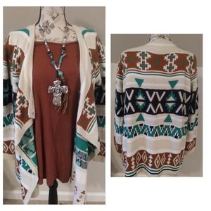 PINK OWL AZTEC TRIBAL CARDIGAN SWEATER | M